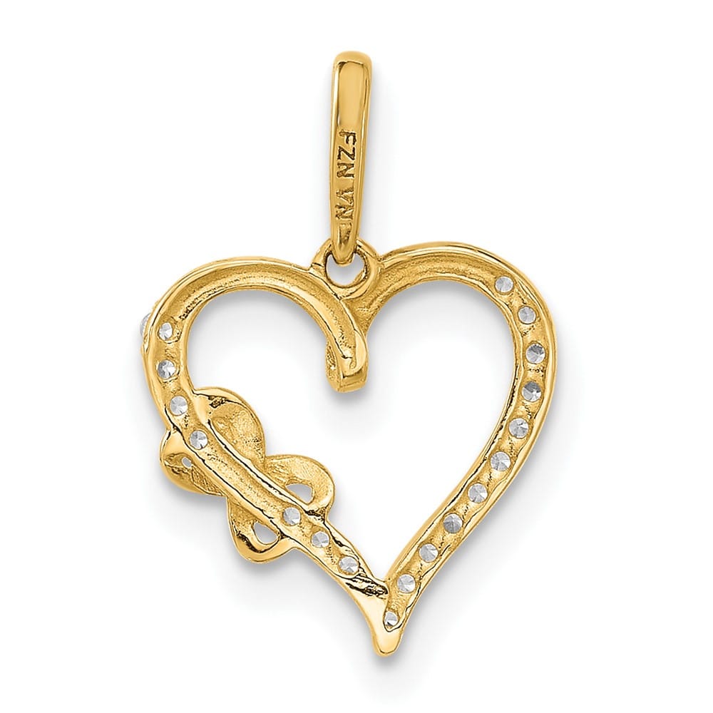 10K Yellow Gold Polished Medium CZ Infinity on Heart Charm