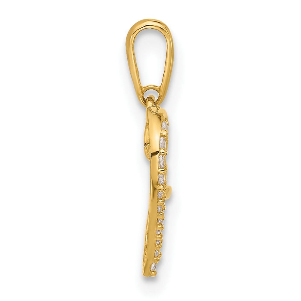 10K Yellow Gold Polished Medium CZ Infinity on Heart Charm