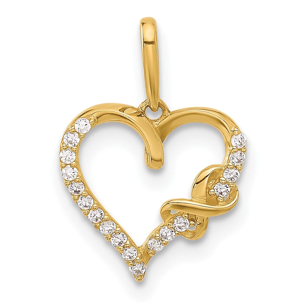 10K Yellow Gold Polished Medium CZ Infinity on Heart Charm