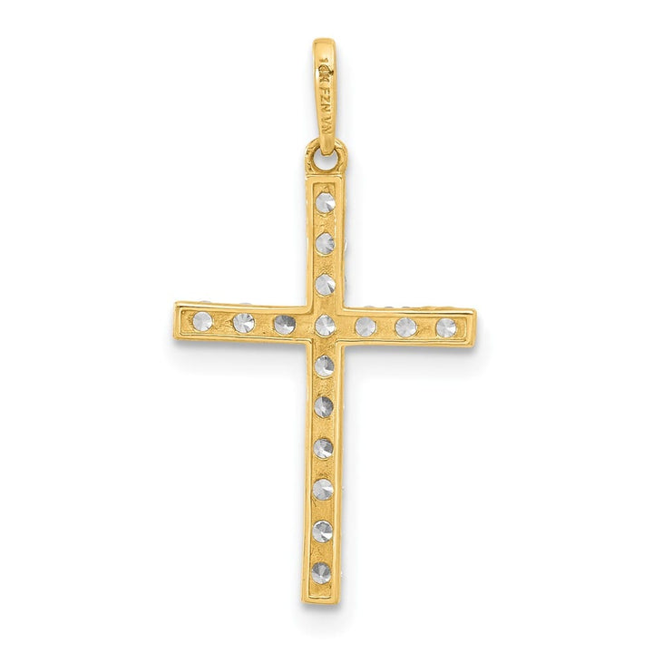 10K Yellow Gold Polished Medium CZ Latin Cross Charm