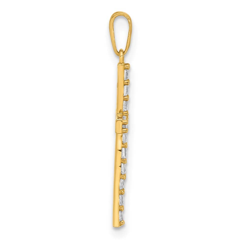 10K Yellow Gold Polished Medium CZ Latin Cross Charm