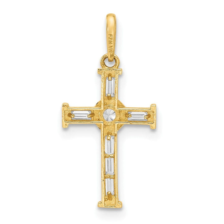 10K Yellow Gold Polished Medium CZ Latin Cross Charm