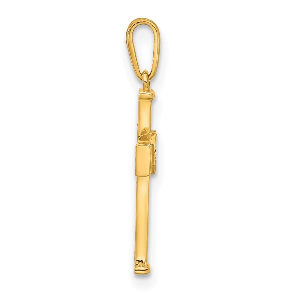 10K Yellow Gold Polished Medium CZ Latin Cross Charm