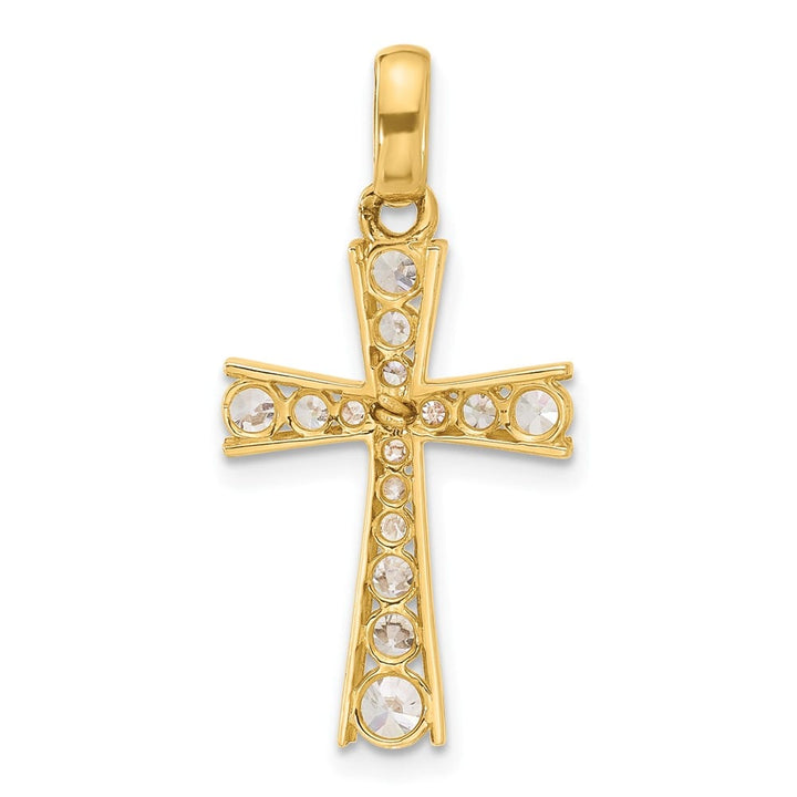 10K Yellow Gold Polished Medium CZ Latin Cross Pendant