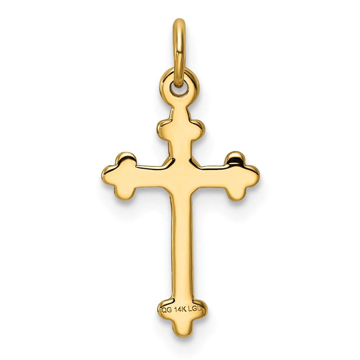 10K Yellow Gold Polished Medium Diamond Budded Cross Pendant
