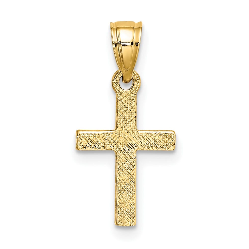10K Yellow Gold Polished Medium Diamond Shape Center Latin Cross Charm