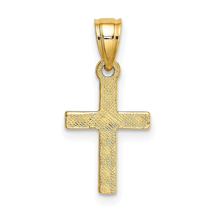 10K Yellow Gold Polished Medium Diamond Shape Center Latin Cross Charm