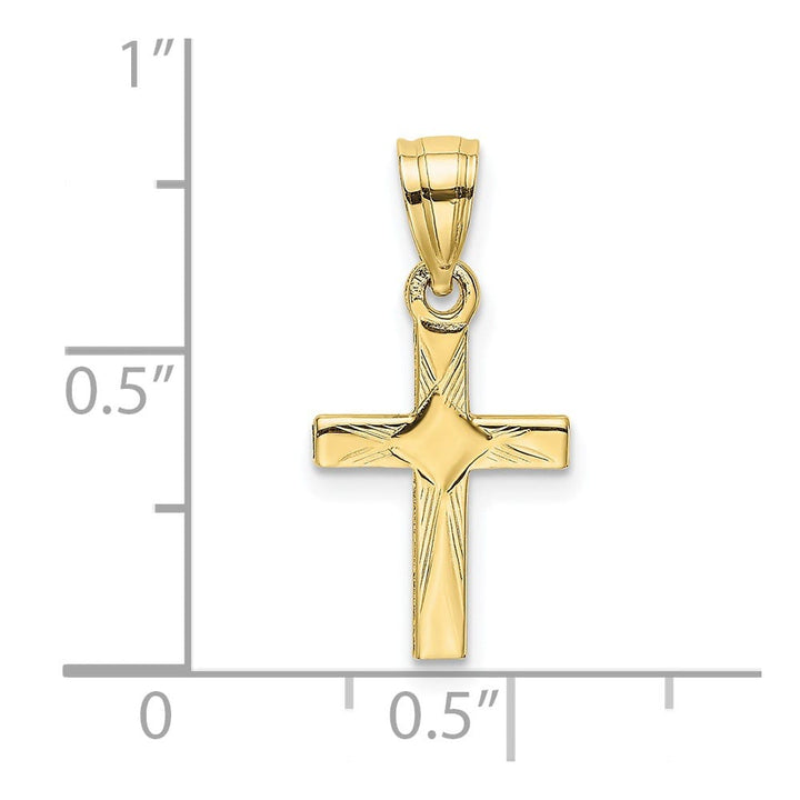10K Yellow Gold Polished Medium Diamond Shape Center Latin Cross Charm
