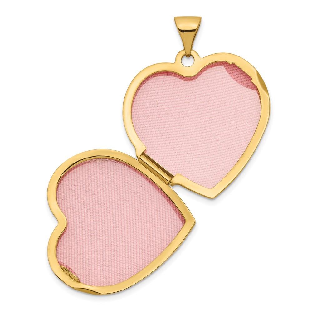 10K Yellow Gold Polished Medium Domed Plain Heart Locket