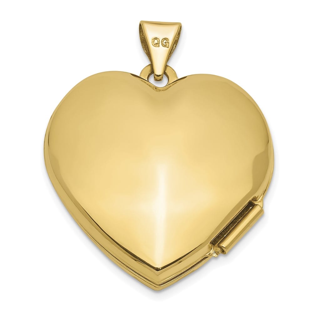 10K Yellow Gold Polished Medium Domed Plain Heart Locket