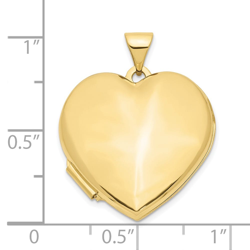10K Yellow Gold Polished Medium Domed Plain Heart Locket