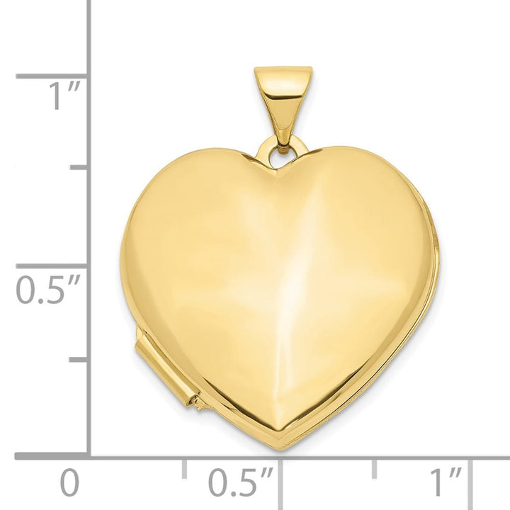 10K Yellow Gold Polished Medium Domed Plain Heart Locket