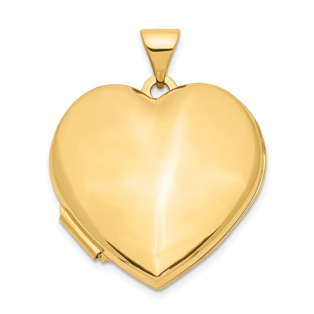 10K Yellow Gold Polished Medium Domed Plain Heart Locket