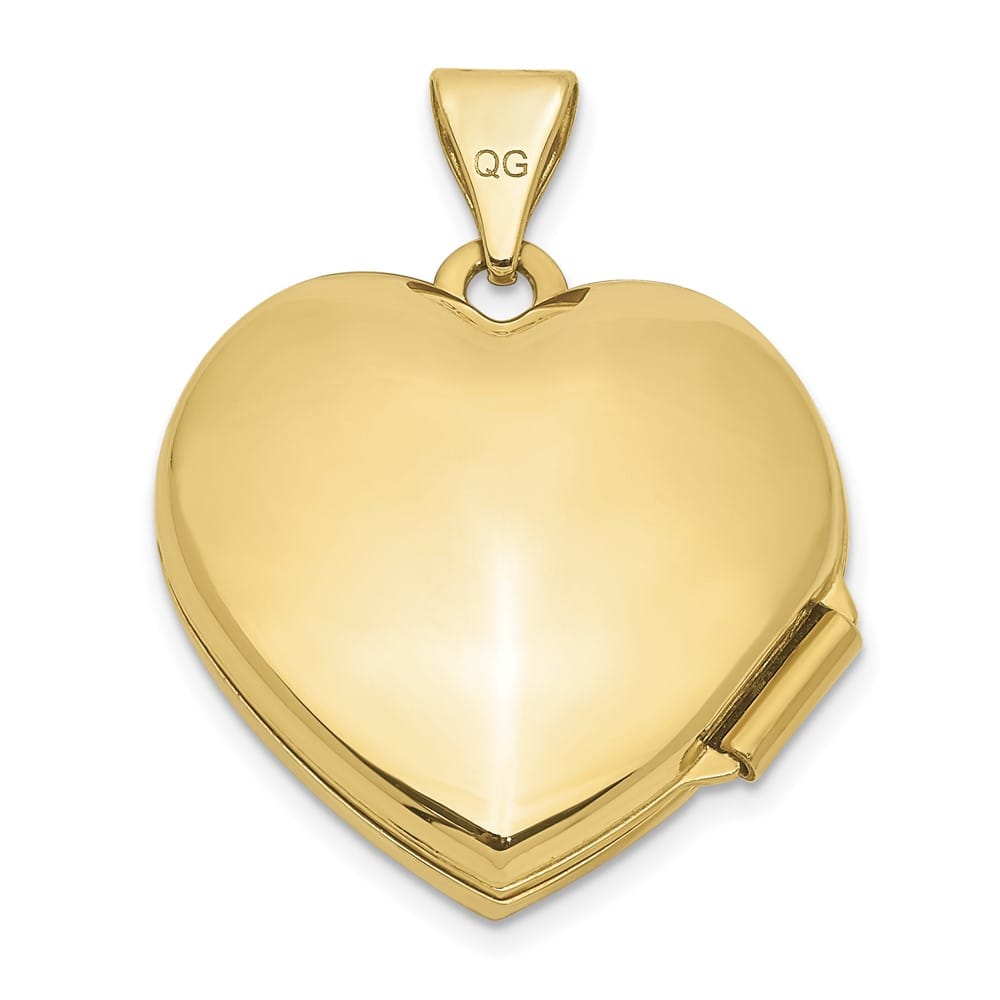 10K Yellow Gold Polished Medium Double Heart Locket
