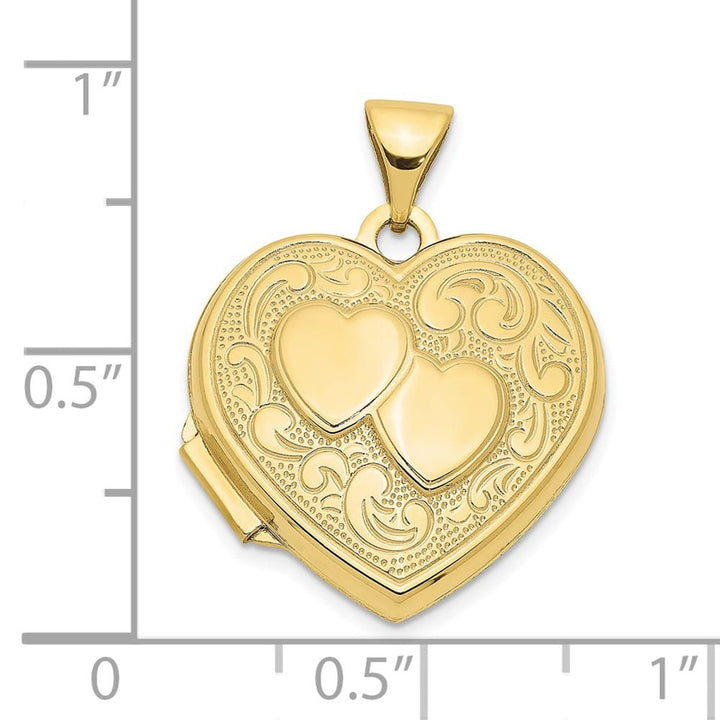 10K Yellow Gold Polished Medium Double Heart Locket