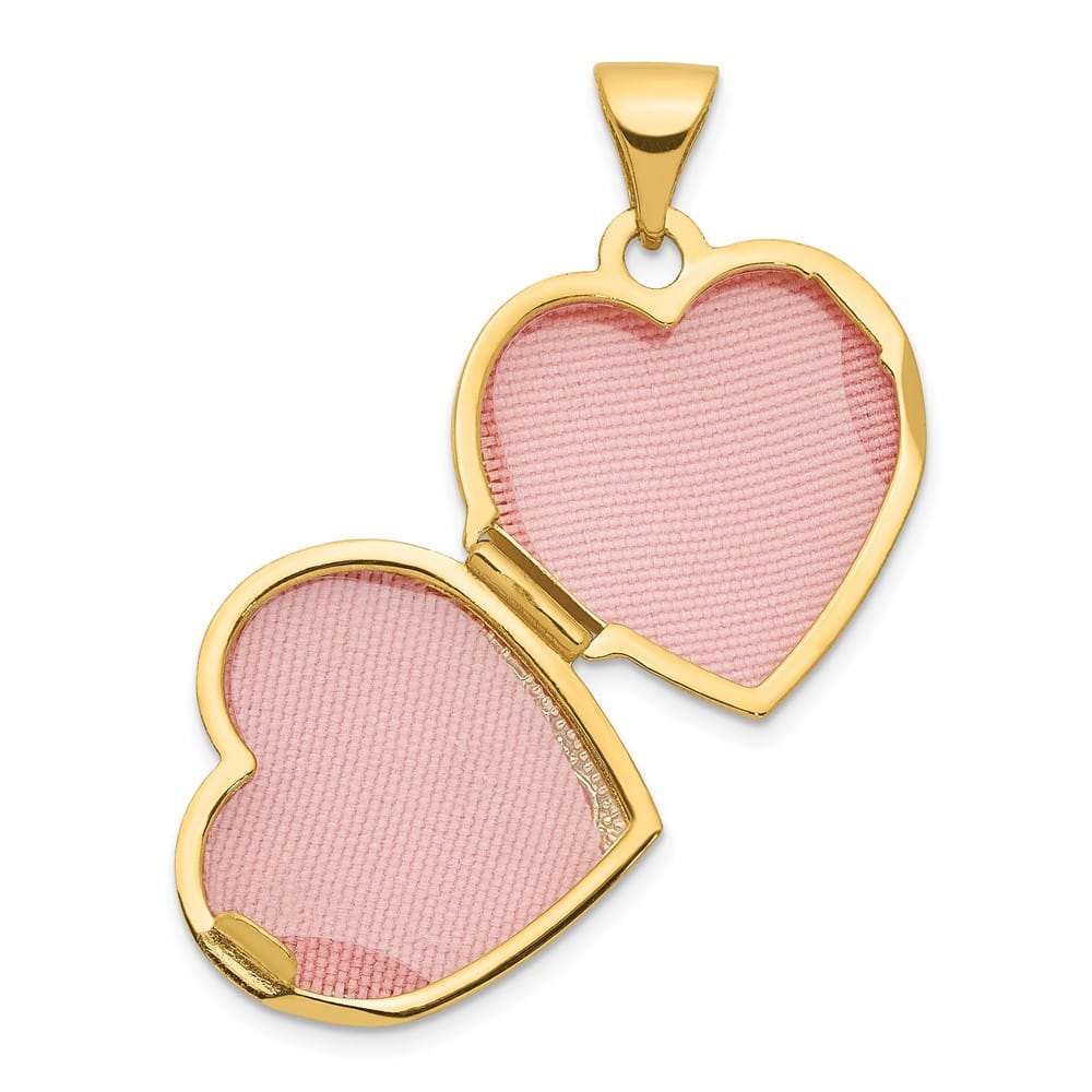 10K Yellow Gold Polished Medium Double Heart Locket