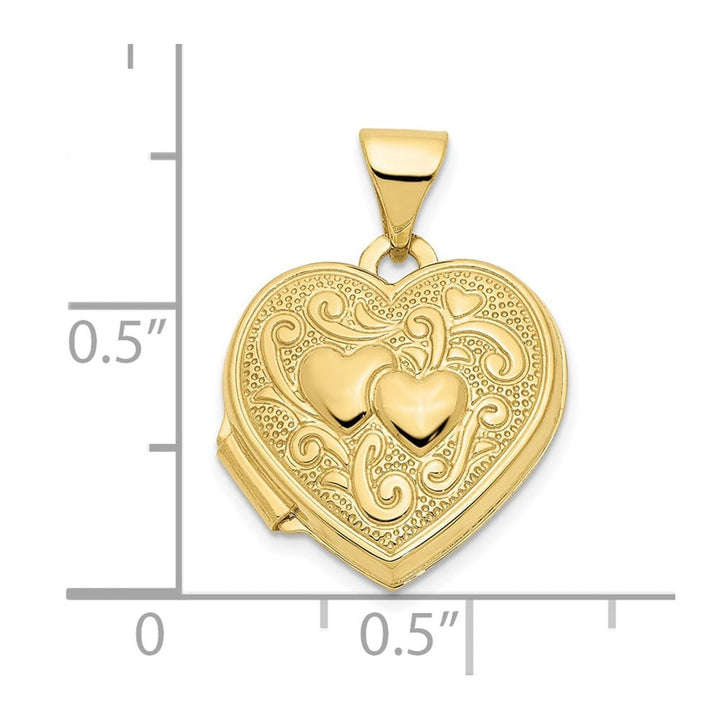 10K Yellow Gold Polished Medium Double Heart Locket