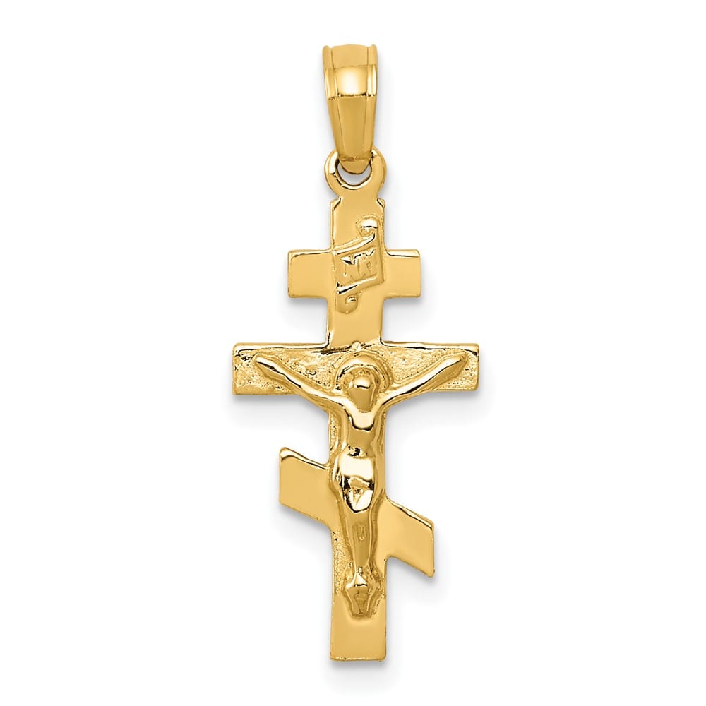 10K Yellow Gold Polished Medium Eastern Orthodox INRI Crucifix Charm