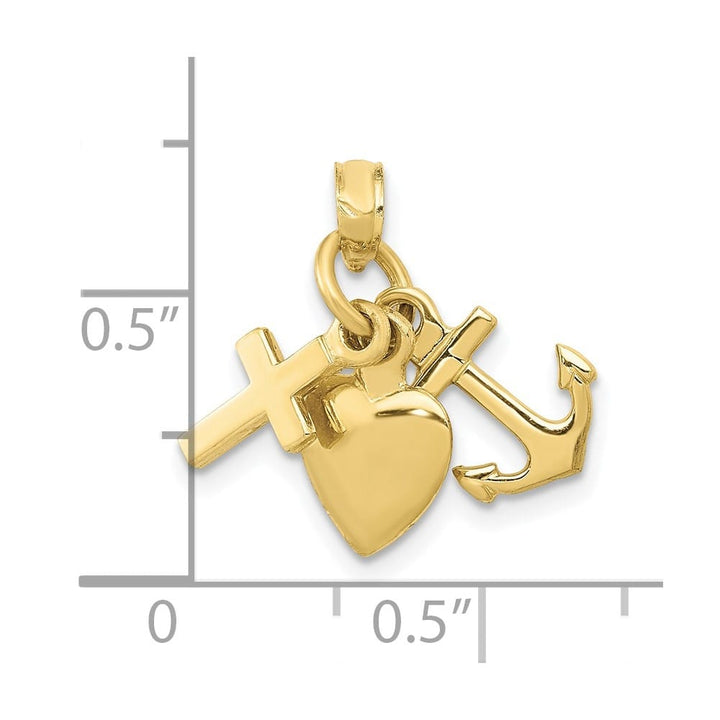 10K Yellow Gold Polished Medium Faith, Hope and Charity Charm