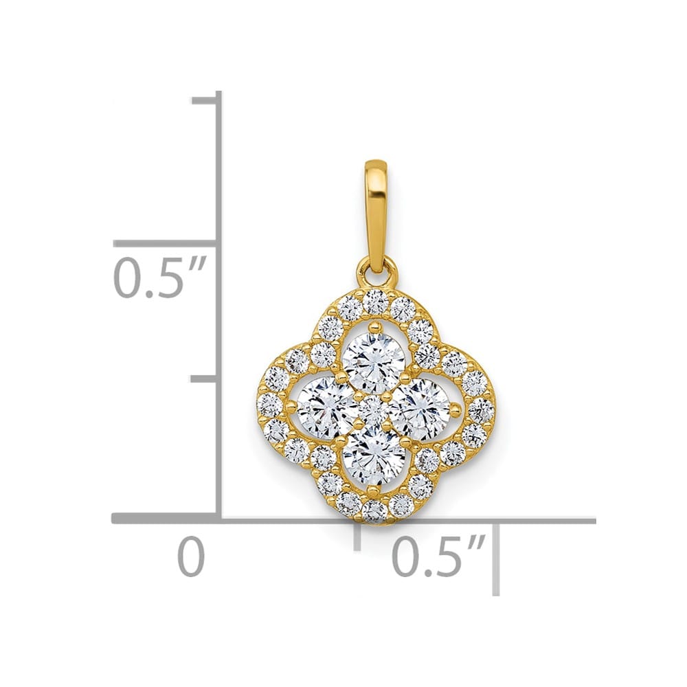 10K Yellow Gold Polished Medium Fancy CZ Flower Pendant
