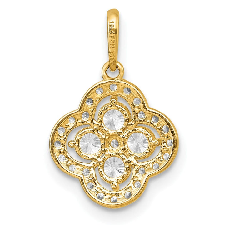 10K Yellow Gold Polished Medium Fancy CZ Flower Pendant