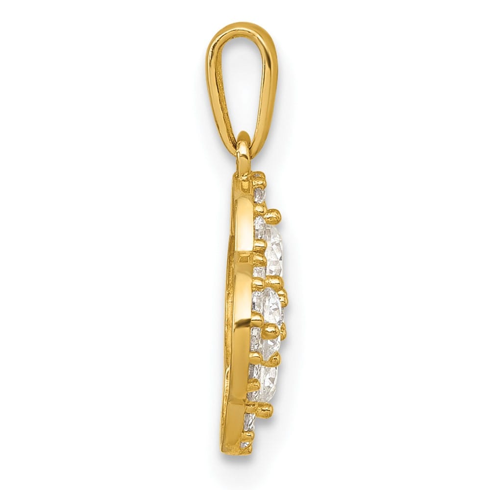 10K Yellow Gold Polished Medium Fancy CZ Flower Pendant