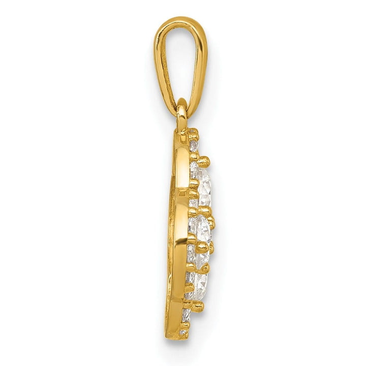 10K Yellow Gold Polished Medium Fancy CZ Flower Pendant