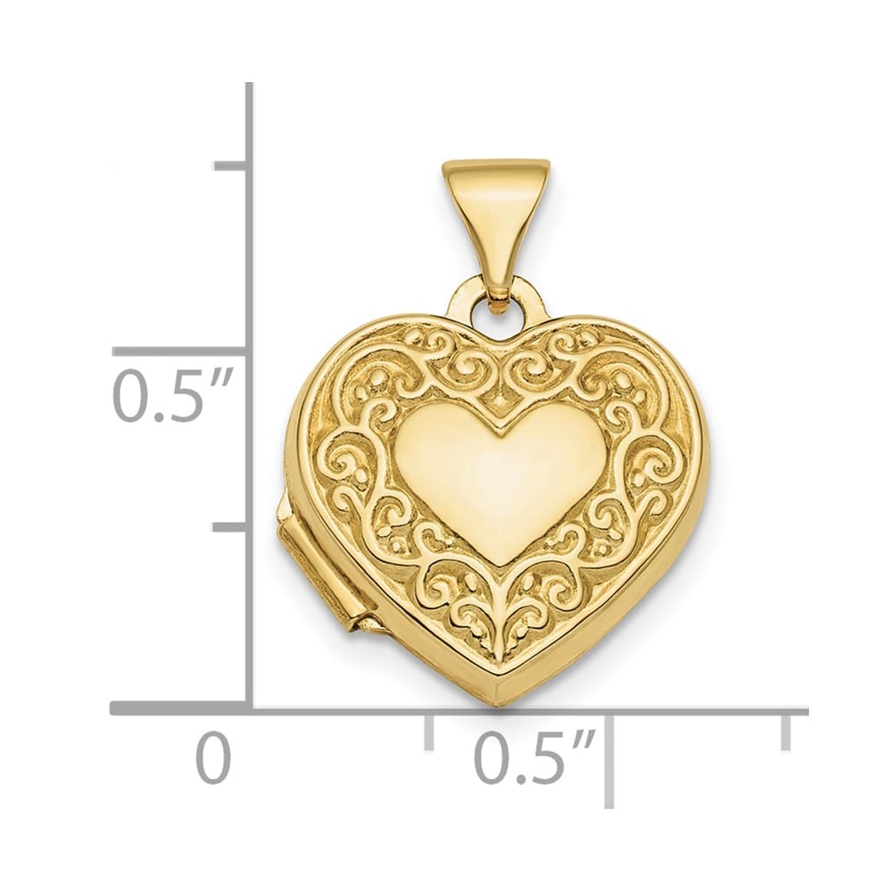 10K Yellow Gold Polished Medium Fancy Scroll Design Front Locket