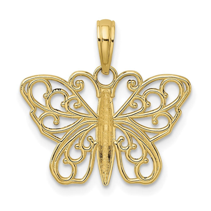 10K Yellow Gold Polished Medium Filigree Butterfly Charm