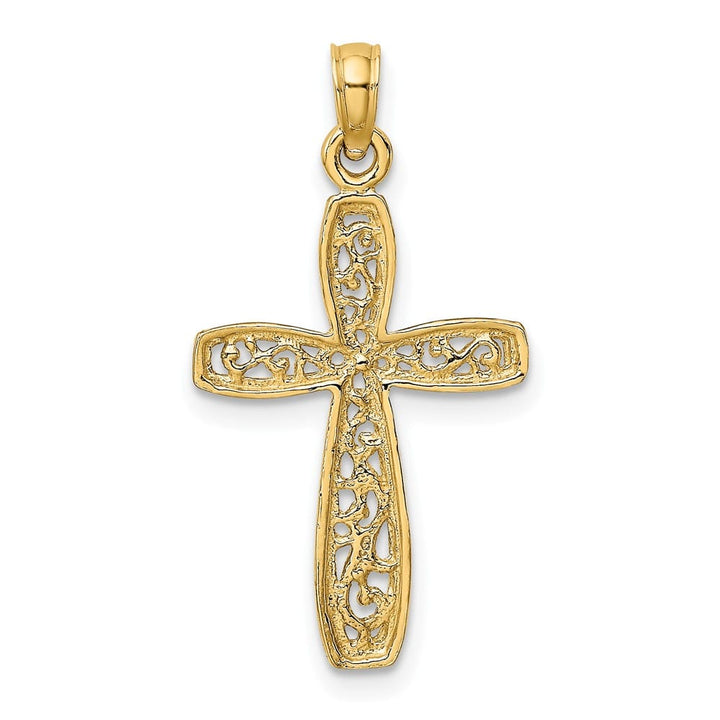 10K Yellow Gold Polished Medium Filigree Cross Charm