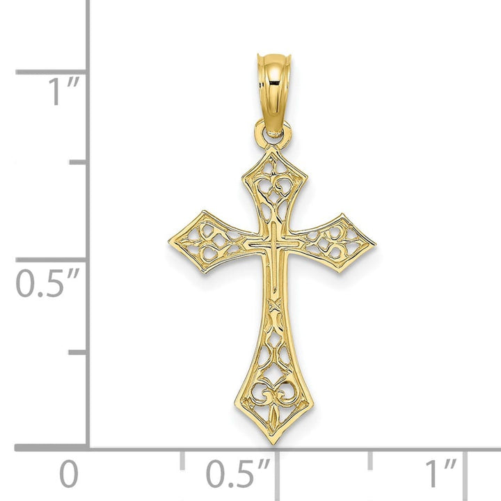 10K Yellow Gold Polished Medium Filigree Cross Charm