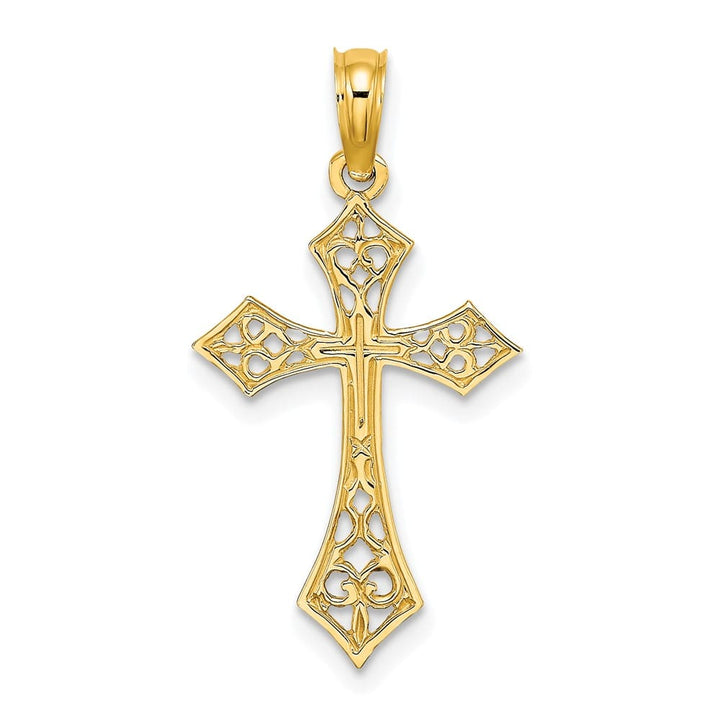 10K Yellow Gold Polished Medium Filigree Cross Charm