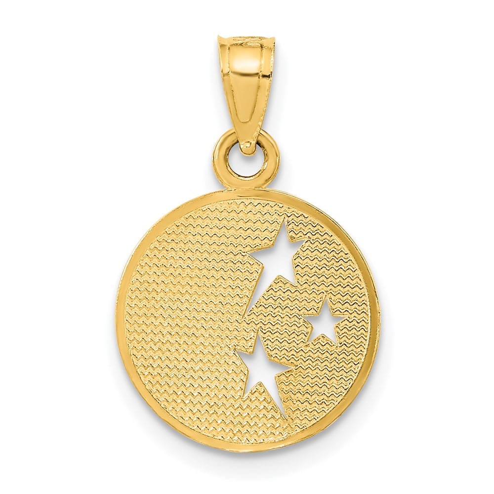 10K Yellow Gold Polished Medium Flat-Backed Moon with Three Pendant