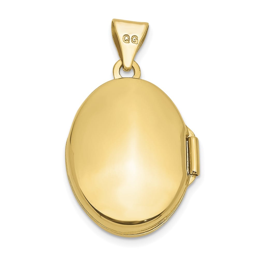 10K Yellow Gold Polished Medium Floral Oval Locket