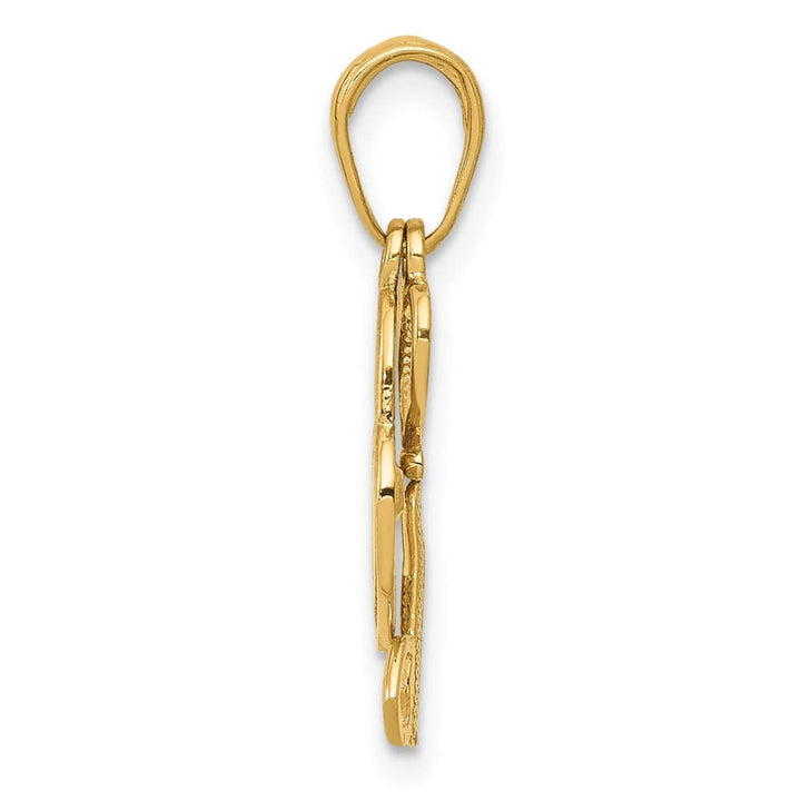 10K Yellow Gold Polished Medium Heart Key and Heart Lock Charm