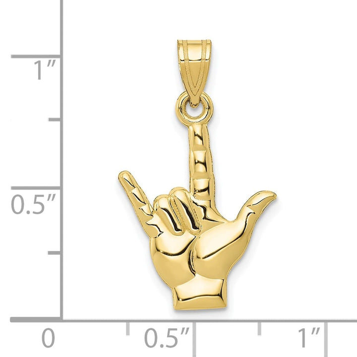 10K Yellow Gold Polished Medium I Love You Hand / Sign Language Charm