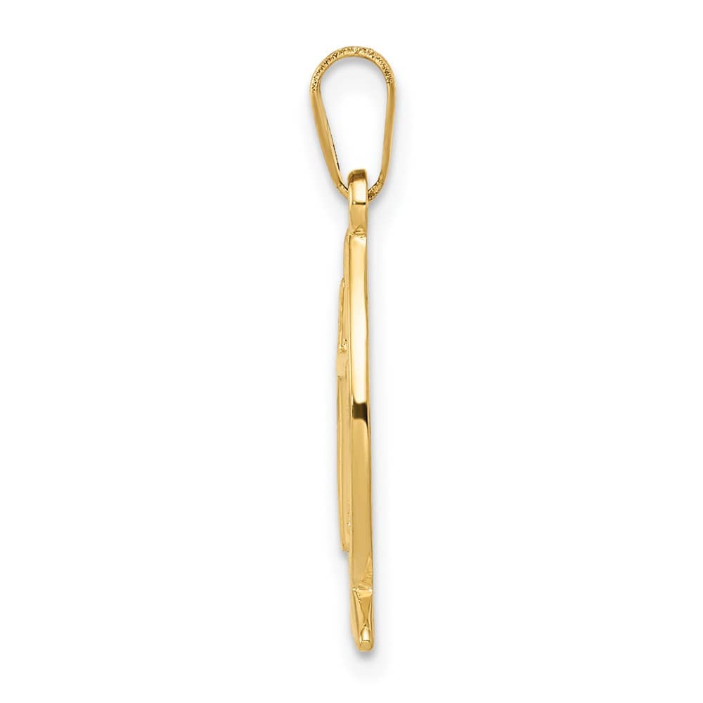 10K Yellow Gold Polished Medium Ichthus Fish with Cross Center Pendant