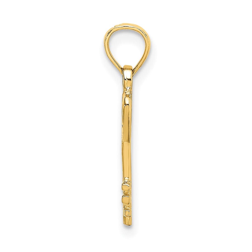 10K Yellow Gold Polished Medium Key with Heart Charm