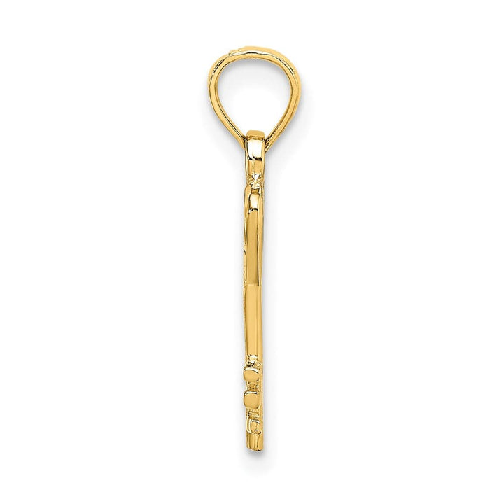 10K Yellow Gold Polished Medium Key with Heart Charm