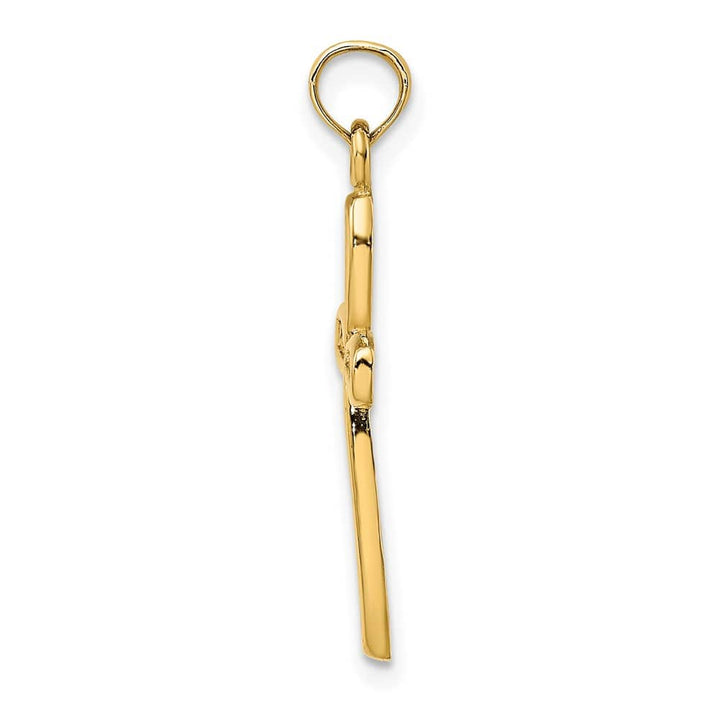10K Yellow Gold Polished Medium Latin Cross with Filigree Center Charm