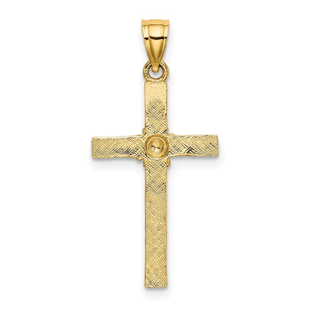 10K Yellow Gold Polished Medium Latin Cross with Flower Center Charm