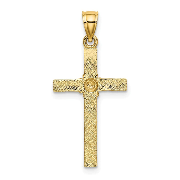 10K Yellow Gold Polished Medium Latin Cross with Flower Center Charm