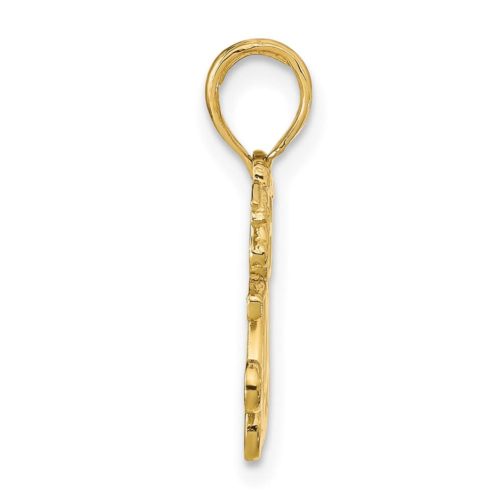 10K Yellow Gold Polished Medium MOM with Heart and Angels Pendant