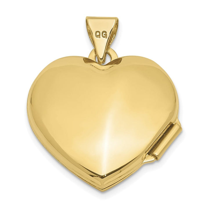 10K Yellow Gold Polished Medium Plain Heart Locket