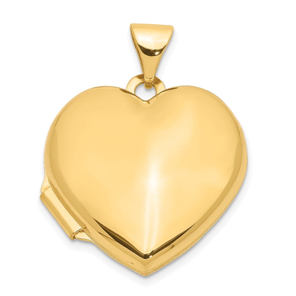 10K Yellow Gold Polished Medium Plain Heart Locket