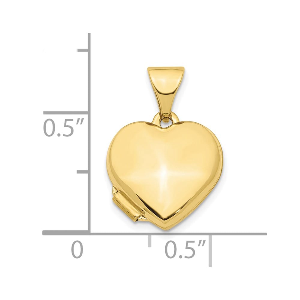 10K Yellow Gold Polished Medium Plain Heart Locket