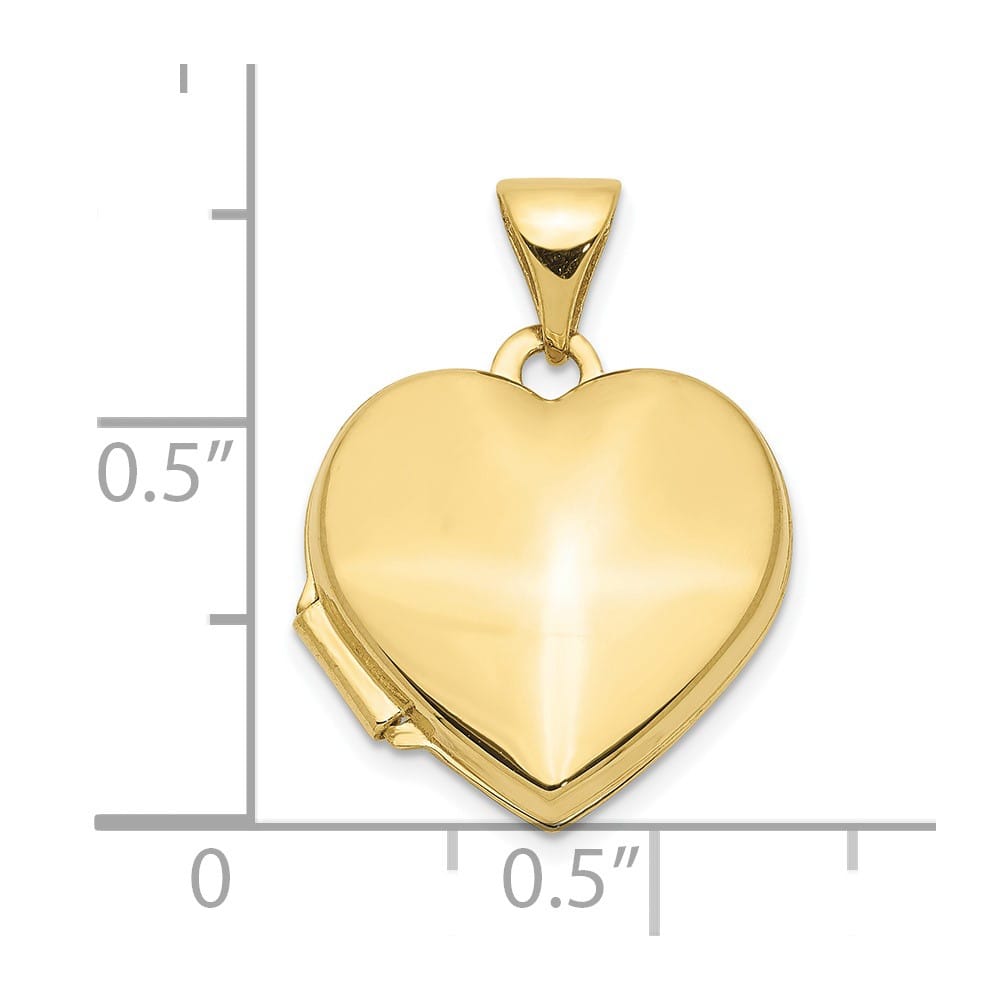 10K Yellow Gold Polished Medium Plain Heart Locket