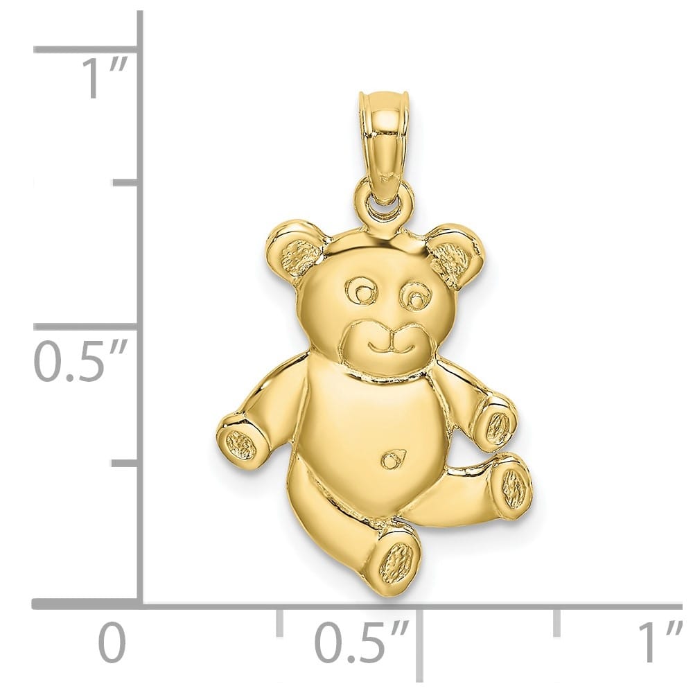 10K Yellow Gold Polished Medium Reversible Teddy Bear Charm