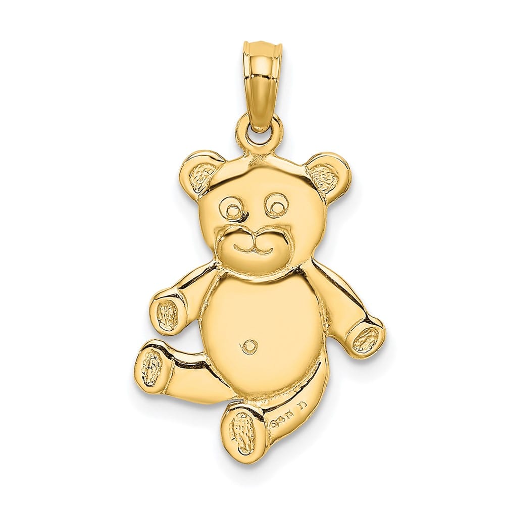 10K Yellow Gold Polished Medium Reversible Teddy Bear Charm