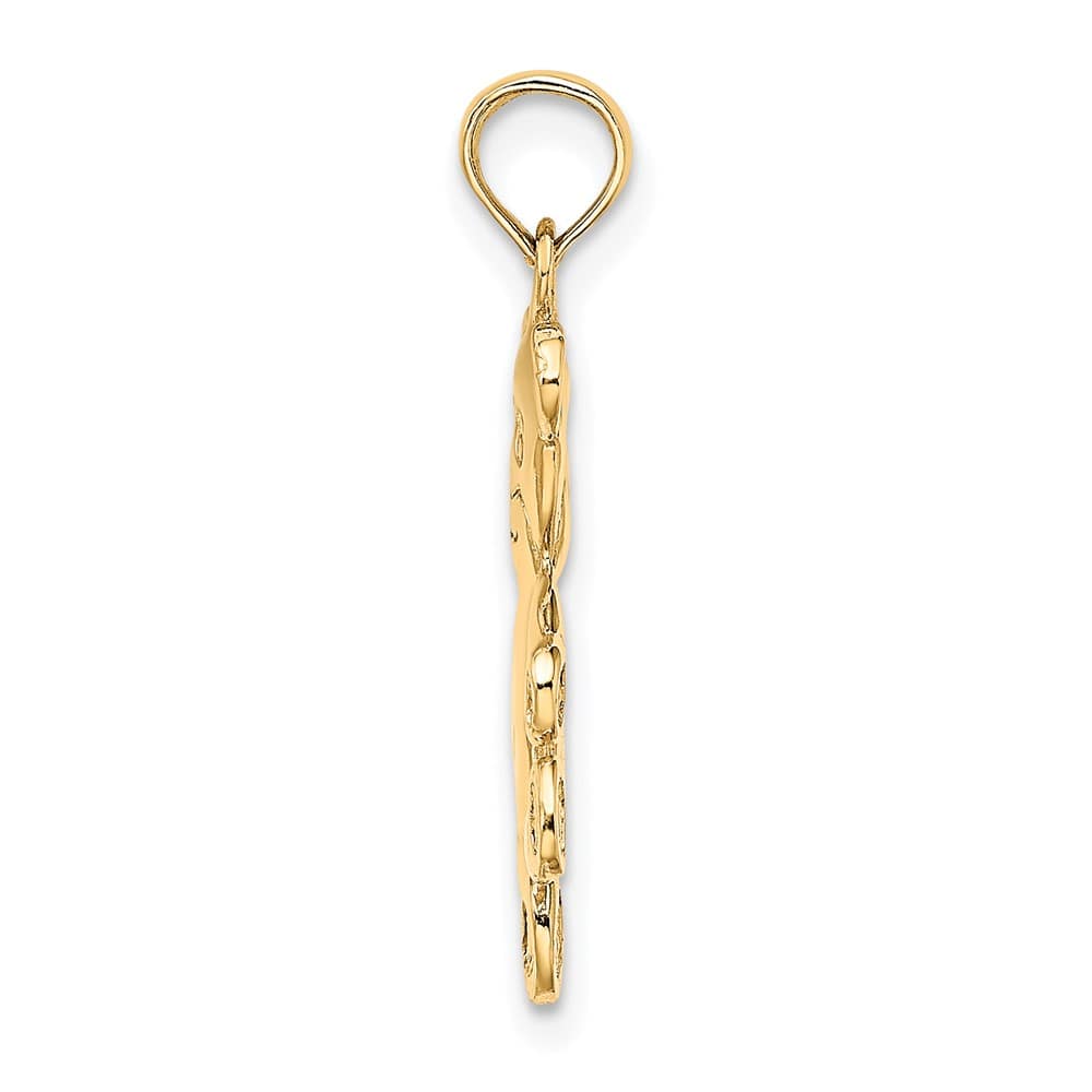 10K Yellow Gold Polished Medium Reversible Teddy Bear Charm